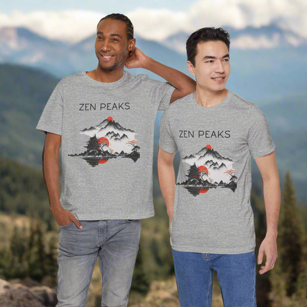 Zen Peaks Unisex Short Sleeve Tee - Tranquil Mountain Design