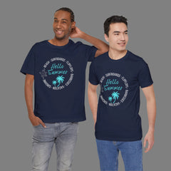 Hello Summer Unisex Jersey Tee - Relaxed Fit Vacation Shirt