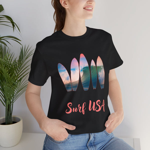 Surf USA Unisex Jersey Tee - Relaxed Fit Beach Vibes Shirt