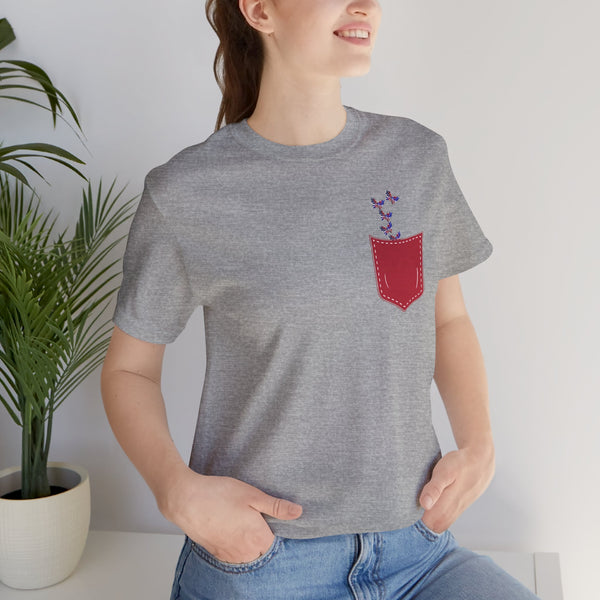 Patriotic Butterfly Pocket Unisex Tee - Casual and Stylish Summer Shirt