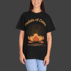 Lotus Flower Pedals of Dawn T-Shirt, Unisex Cotton Tee, Relaxed Fit Shirt, Bohemian Style Top, Gift for Mindfulness
