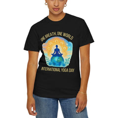 Unisex Garment-Dyed T-Shirt - One Breath, One World - International Yoga Day
