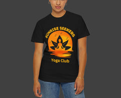 Sunrise Seekers Yoga Club T-Shirt, Unisex Tee for Yoga Lovers, Gift for Wellness Retreat, Casual Wear, Meditation Inspired Apparel