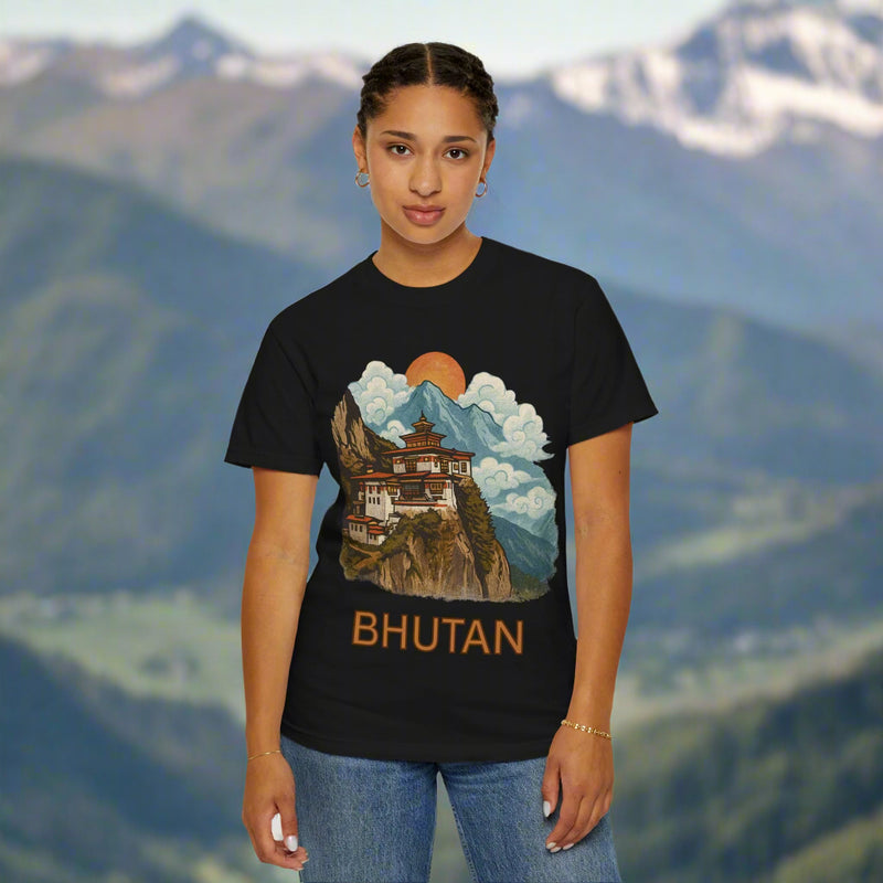 Scenic Bhutan T-Shirt, Travel Tee, Nature Lover Gift, Unisex Graphic T-Shirt, Adventure Clothing, Cultural Souvenir
