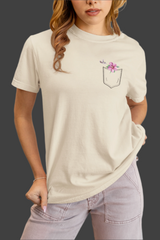 Floral Hummingbird Pocket Unisex Garment-Dyed T-Shirt