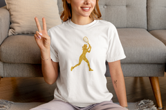 Sporty Gold Female Tennis Player Silhouette Unisex T-shirt for Active Women