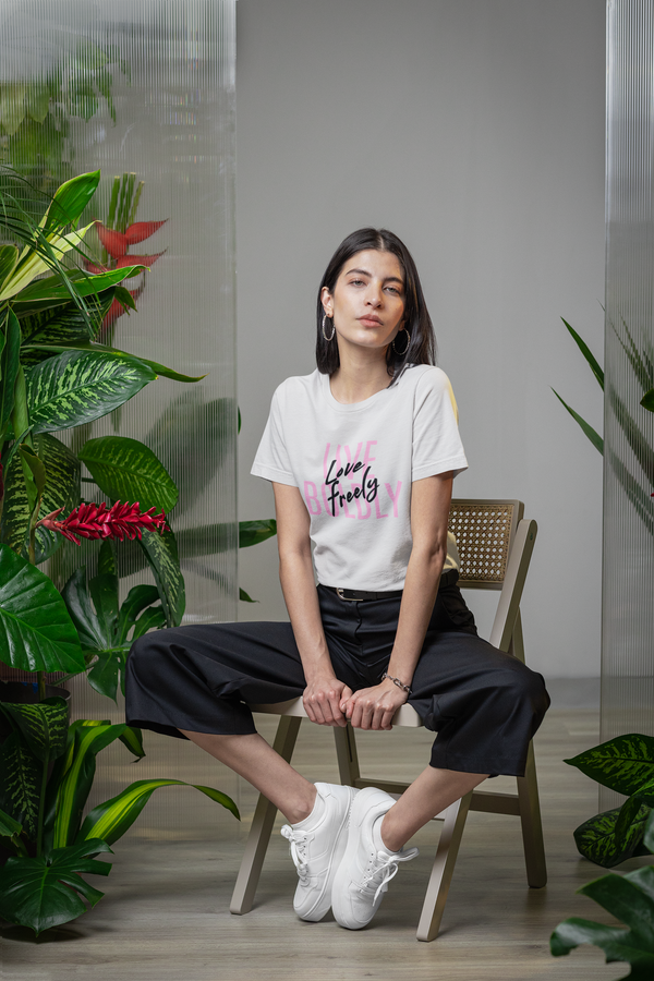 Typography Tee - Live Boldly Love Freely Unisex Jersey Short Sleeve Shirt