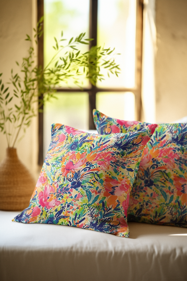 Water Color Garden - Spun Polyester Square Pillow