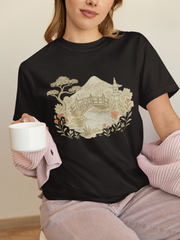 Nature-Inspired Unisex Garment-Dyed T-shirt - Mountain Landscape Design