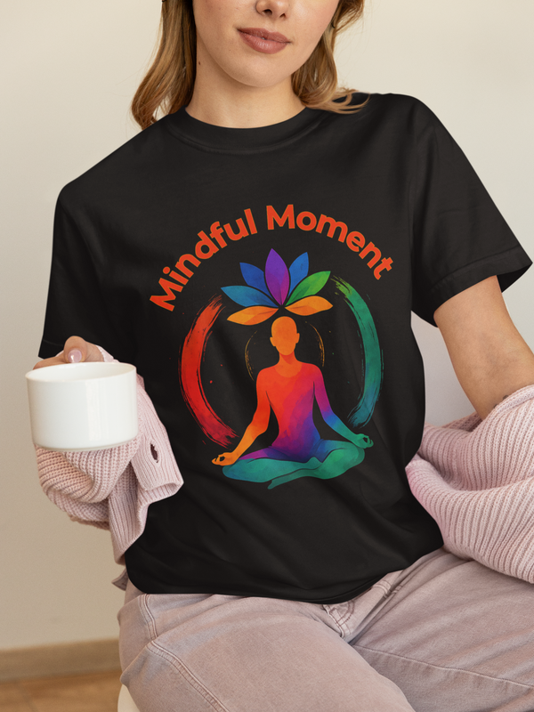 Mindful Moment Garment-Dyed T-Shirt, Meditation Tee, Relaxation Shirt, Yoga Apparel, Gift for Wellness Enthusiasts