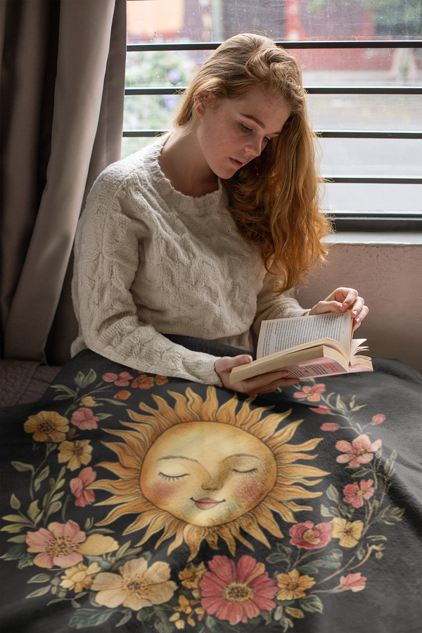 Solar Blossom - Velveteen Plush Blanket