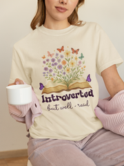 Introverted But Well-Read T-Shirt - Cute Floral Design for Book Lovers