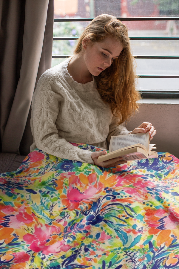 Watercolor Garden - Velveteen Plush Blanket